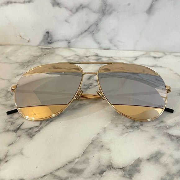 DIOR Split 1 Gold & Grey Aviator Mirrored Sunglasses main image 9